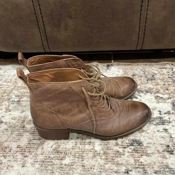 Lucky Brand Giorgia Distressed Leather Lace Up Boots - Picture 3 of 5